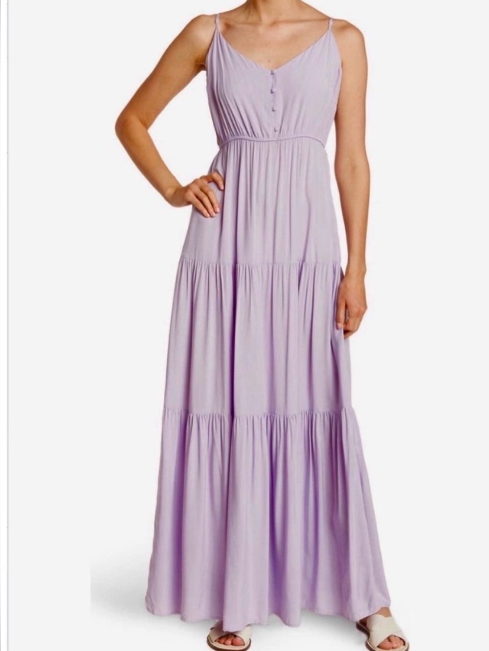 Steve Madden Been So Long Lavender Spaghetti Strap Tiered Maxi Dress -Sz XS, NWT